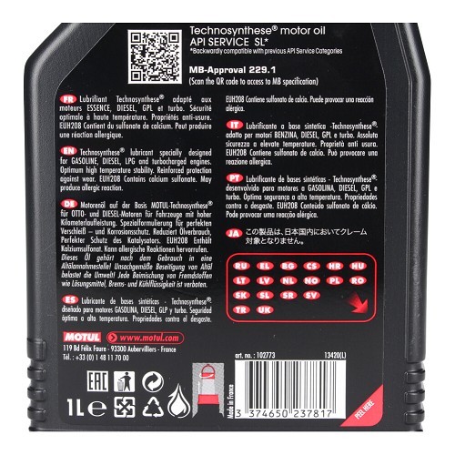  Huile moteur MOTUL 4100 Power 15W50 - Technosynthèse - 1 Litre - UD30409-2 