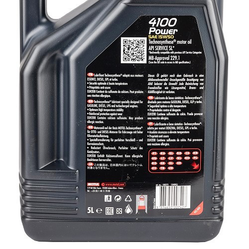 MOTUL 4100 Power 15W50 engine oil - Technosynthèse - 5 Litres - UD30410