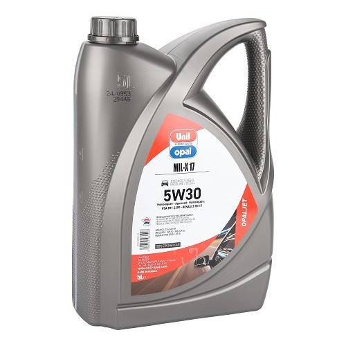  Motorolie UNIL OPALJET MIL-X 17 5W30 PSA B71 2290 en Renault RN 17 - 100% synthetisch - 5 Liter - UD30423 