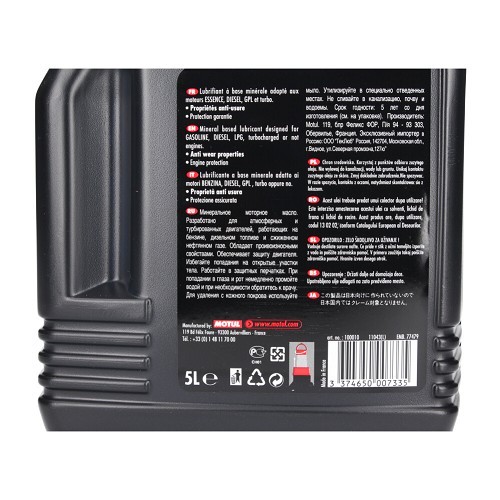 Óleo de motor MOTUL SAE 15W40 - mineral - 5 litros - UD30428