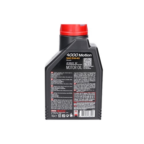 Huile moteur MOTUL 4000 Motion 15W40 - minérale - 1 Litre - UD30429