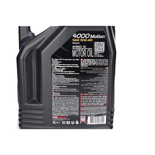  Huile moteur MOTUL 4000 Motion 15W40 - minérale - 5 Litres - UD30430-2 