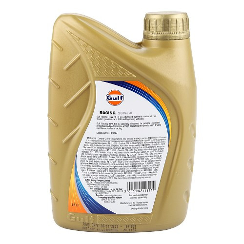 GULF RACING 10W60 Aceite de motor - 100% sintético - 1 Litro - UD30447