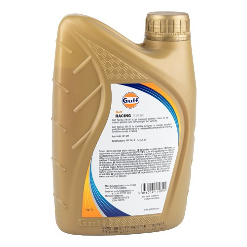 GULF RACING 5W50 Aceite de motor - 100% sintético - 1 Litro - UD30449