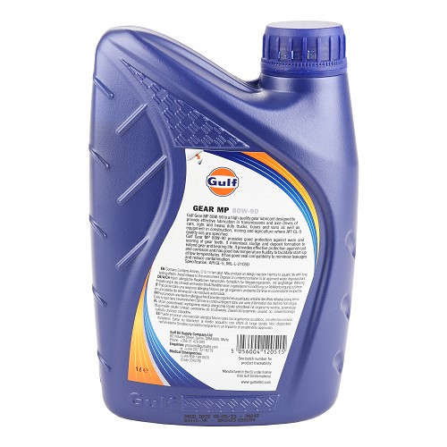 GULF GEAR MP 80W90 API GL-5 handgeschakelde versnellingsbak- en asolie - mineraal - 1 liter - UD30477