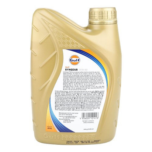 GULF SYNGEAR 75W90 API GL-5 handgeschakelde versnellingsbak- en asolie - 100% synthetisch - 1 liter - UD30478