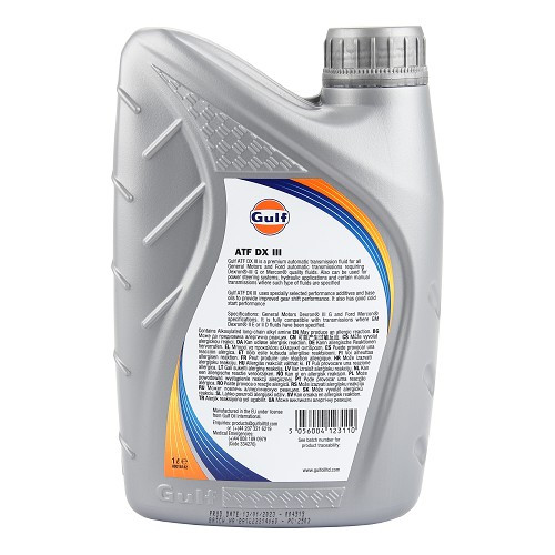 Aceite para caja de cambios automática GULF ATF DX IIIH - 100% sintético - 1 Litro - UD30481