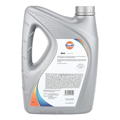 Huile moteur multigrade GULF MAX 20W50 - minérale - 4 Litres - UD30489