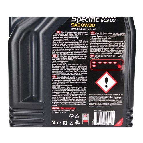 MOTUL Specific VW 506 01 506 00 503 00 0W30 - 100% sintético - 5 litros - UD30540