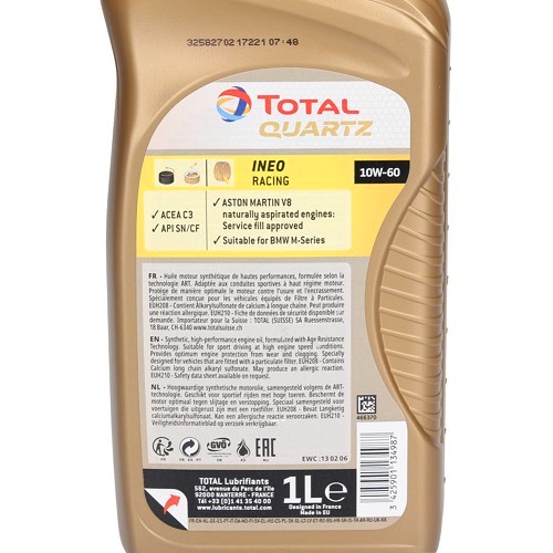 TotalEnergies Quartz Ineo Racing 10W60 - Synthetisch - 1 liter - UD30810