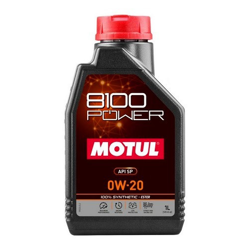  Huile moteur sport MOTUL 8100 POWER 0W20 - 100% synthèse - 1 Litre - UD31000 