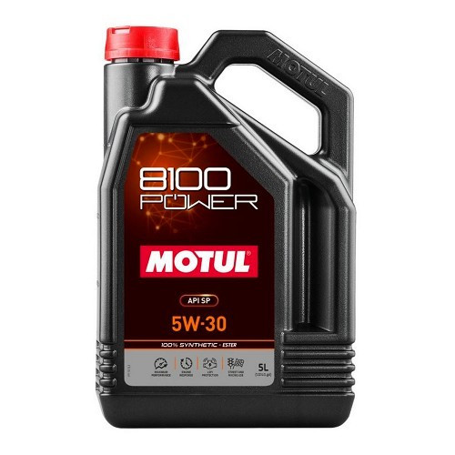 Huile moteur sport MOTUL 8100 POWER 5W30 - 100% synthèse - 5 Litres