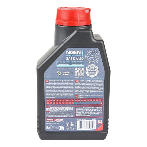 Huile moteur MOTUL NGEN HYBRID 0W20 - synthétique - 1 Litre - UD31014