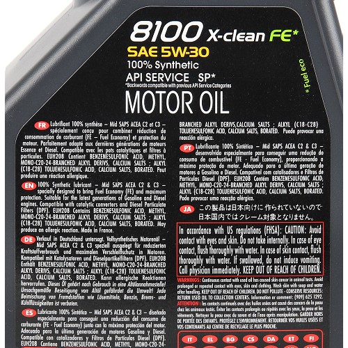 Motor oil MOTUL 8100 X-clean FE 5W30 - 100% synthetic - 1 Litre - UD31018