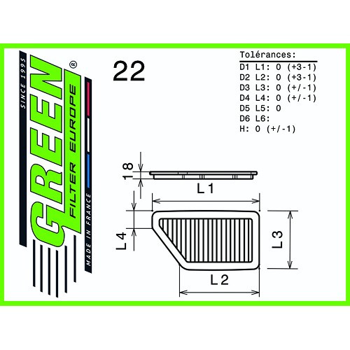  Filtro de ar verde para Dacia Duster, Lodgy, Sandero, Renault Clio 4 e Captur - UE00390 