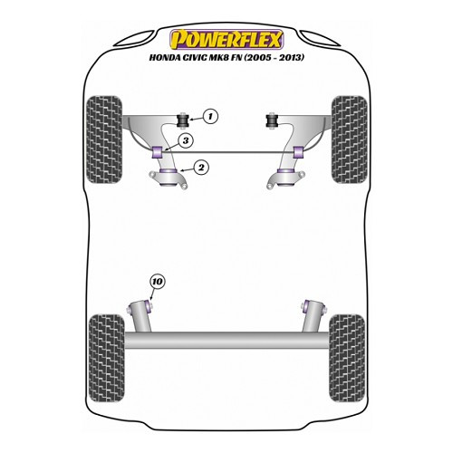  Silentbloc Powerflex Negro suspensión trasera N°10 para Honda Civic Mk8 FK/FN (2005-2012) - UE00397-1 