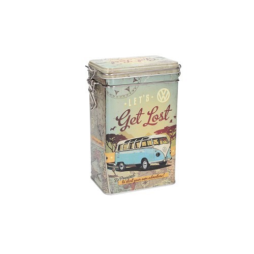 Dekorative Metalldose mit Clip VW COMBI GET LOST - 7,5 x 11 x 17,5 cm