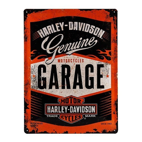  Placa de identificação metálica HARLEY DAVIDSON GARAGE - 30 x 40 cm - UF01372 