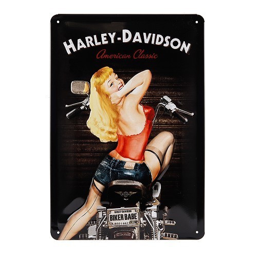  Targa decorativa in metallo HARLEY DAVIDSON BIKER BABE - 20 x 30 cm - UF01374 