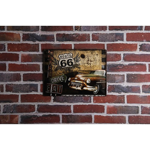 Placadecorativa metálica ROUTE 66 DRIVE EAT - 30 x 40 cm - UF01376