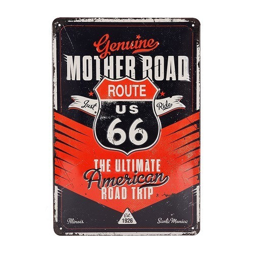  Targa decorativa in metallo ROUTE 66 MOTHER ROAD - 20 x 30 cm - UF01377 