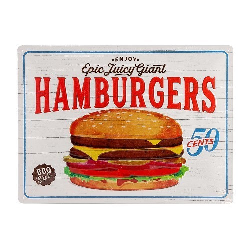  Placa metálica decorativa HAMBURGERS - 30 x 40 cm - UF01398 