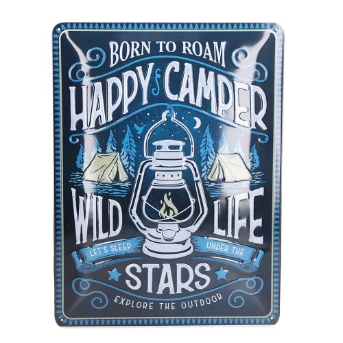  HAPPY CAMPER decorative metallic plaque - 30 x 40 cm - UF01422 