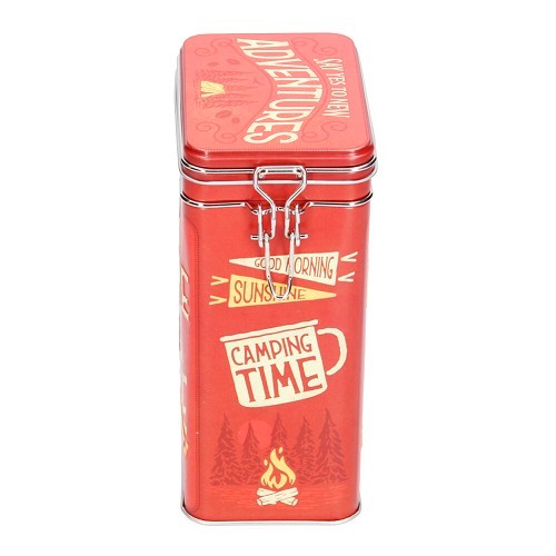 Caixa metálica decorativa com clip COFFEE TIME CAMP LIFE - 7,5 x 11 x 17,5 cm - UF01424