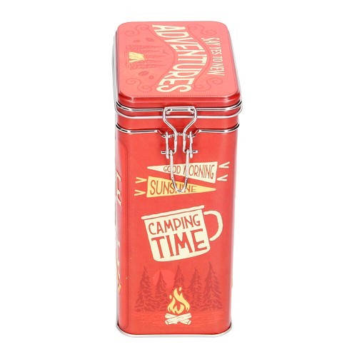 Caja metálica decorativa con clip COFFEE TIME CAMP LIFE - 7,5 x 11 x 17,5 cm - UF01424