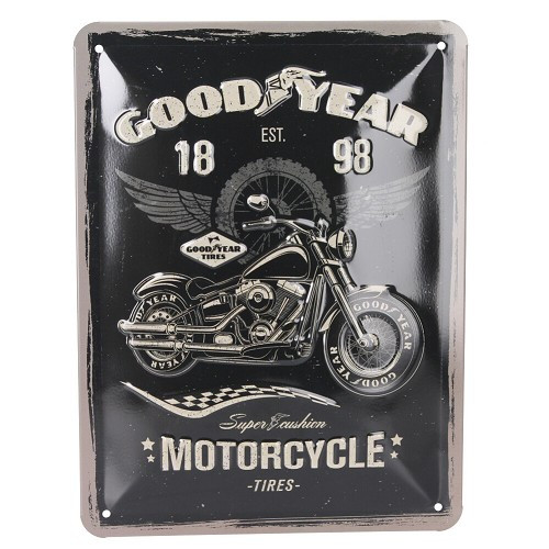     
                
                
    Decorative metallic GOOD YEAR MOTORCYCLE plaque - 15 x 20cm - UF01445
