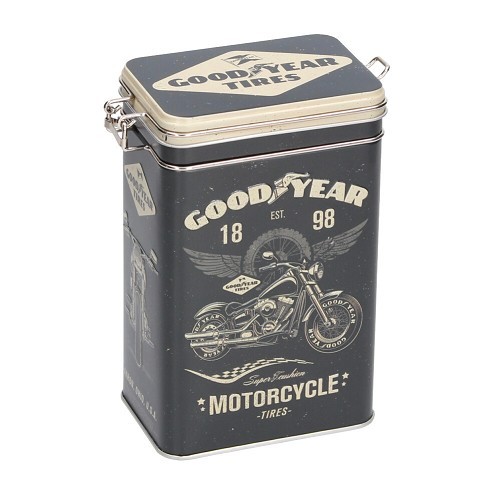 Caja metálica decorativa con clip GOOD YEAR MOTORCYCLES - 7,5 x 11 x 17,5 cm - UF01448