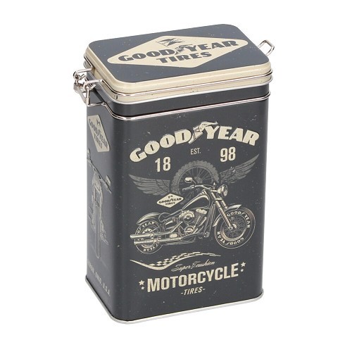 GOOD YEAR MOTORCYCLES decoratieve metalen doos met clip - 7,5 x 11 x 17,5 cm - UF01448