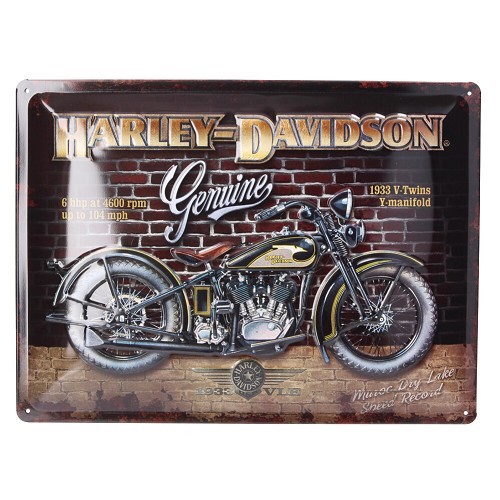  Placa de identificação metálica HARLEY DAVIDSON GENUINE - 30 x 40 cm - UF01478 