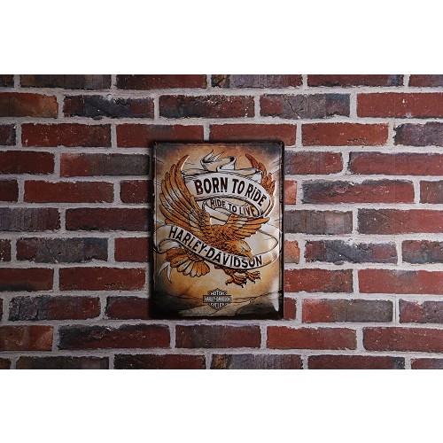 Dekoratives Metallschild HARLEY DAVIDSON BORN TO RIDE - 30 x 40 cm - UF01479