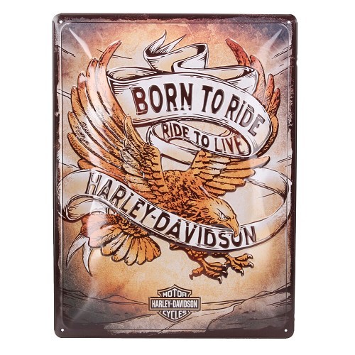  placa de identificação metálica HARLEY DAVIDSON BORN TO RIDE - 30 x 40 cm - UF01479 