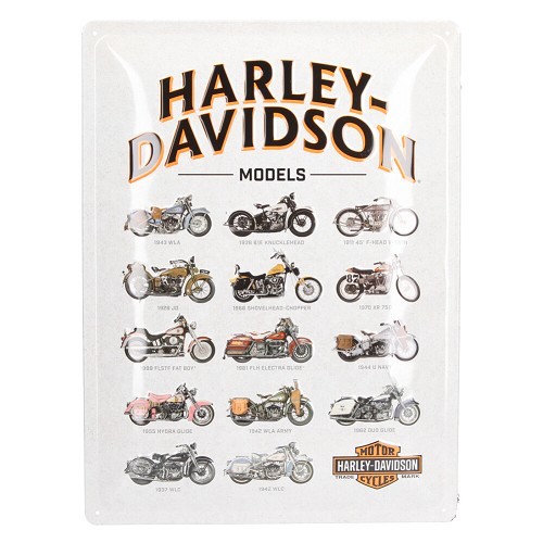  HARLEY DAVIDSON MODELOS de metal placa de identificação - 30 x 40 cm - UF01486 