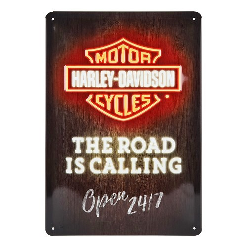  HARLEY DAVIDSON THE ROAD IS CALLING decorative metallic plaque - 20 x 30 cm - UF01514 