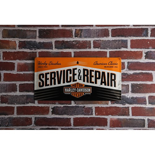 Placa metálica decorativa HARLEY DAVIDSON SERVICE REPAIR - 50 x 25 cm - UF01516