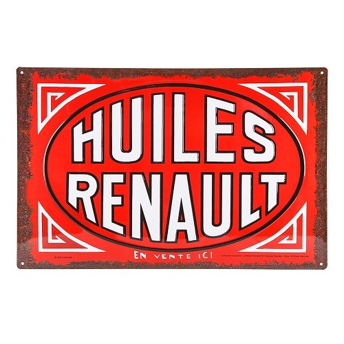  Plaque décorative métallique HUILES RENAULT - 60 x 40 cm - UF01569 