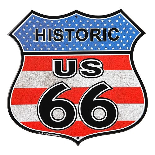  Plaque décorative métallique HISTORIC US 66 ROAD - 30 x 30 cm - UF01574 