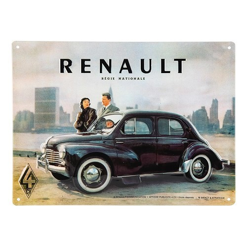  Placadecorativa metálica RENAULT 4CV NEW YORK - 30 x 40 cm - UF01578 