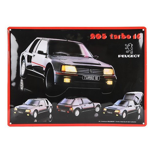  Plaque décorative métallique PEUGEOT 205 TURBO 16 - 30 x 40 cm - UF01589 