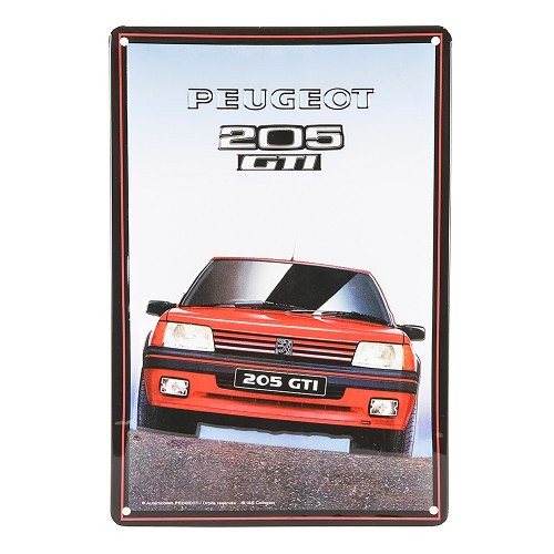  Targa decorativa in metallo PEUGEOT 205 GTI - 30 x 20 cm - UF01594 