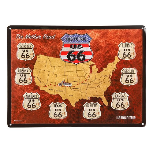  Decorative metal plaque HISTORIC ROUTE 66 - 30 x 40 cm - UF01615 