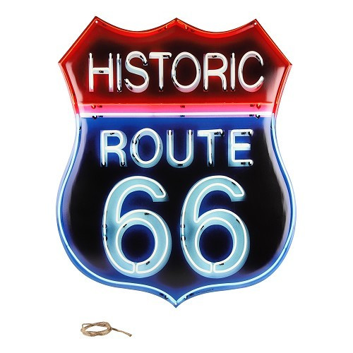  Dekoratives Metallschild HISTORIC ROUTE 66 - 50 x 60 cm - Neon-Effekt - UF01616 