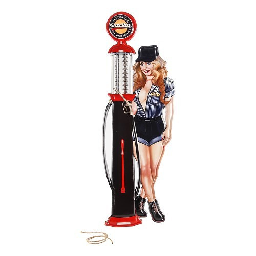  Benzinepomp metalen plaat met pin-up - 70 cm - UF01621 