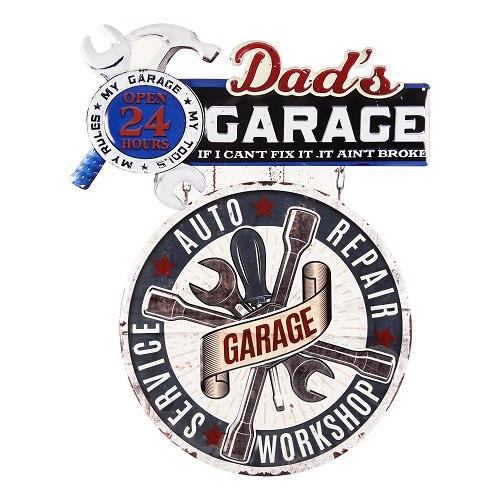  Metalen bord DAD'S GARAGE - 60 x 48 cm - UF01627 