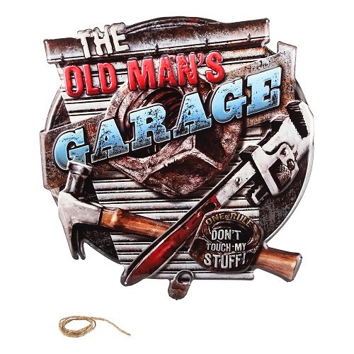  Metal plate THE OLD MAN'S GARAGE - 50 x 49 cm - UF01628 