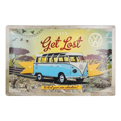  Placa de identificação metálica VW COMBI LET'S GET LOST - 40 x 60 cm - UF01629 