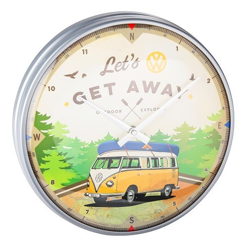  Relógio de parede VW COMBI LET'S GET AWAY está a chamar - UF01632 